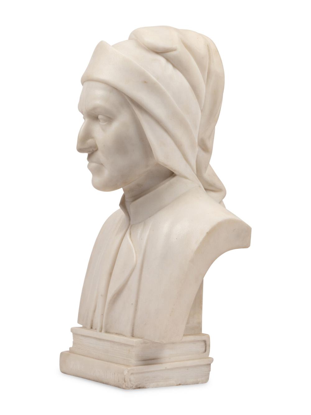 Dante Alighieri Italian Marble Bust. - Image 2