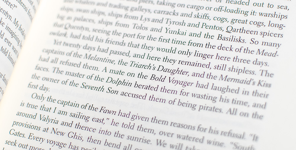 Game of Thrones; A Clash of Kings; A Storm of Swords; A Feast for Crows; A Dance with Dragons.