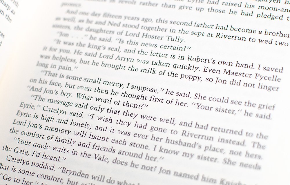 A Game of Thrones; A Clash of Kings; A Storm of Swords; A Feast for Crows; A Dance with Dragons.