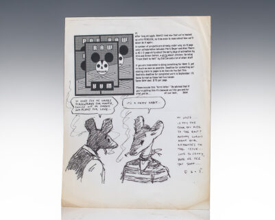 Raw 3 Magazine Call For Submissions Print with Personalized Drawing Inscribed by Art Spiegelman.