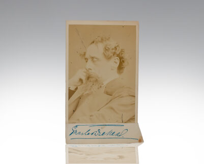 Charles Dickens Signature [with] Carte-de-visite Portrait.