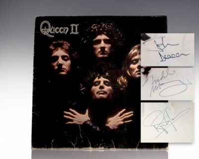 Freddie Mercury, Roger Taylor, and John Deacon Signed Queen II Album.