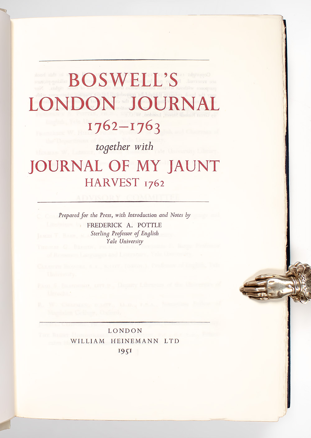 The Private Papers of James Boswell: Boswell's London Journal 1762-1763; Boswell in Holland 1763-1764; Boswell on the Grand Tour: Germany and Switzerland 1764; Boswell on the Grand Tour: Italy, Corsica, and France 1765-1766; Boswell In Search of a Wife 1766-1769; Boswell For The Defence 1769-1774.