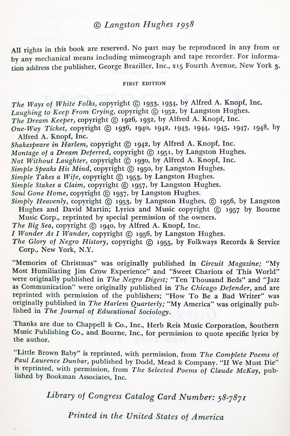 The Langston Hughes Reader.