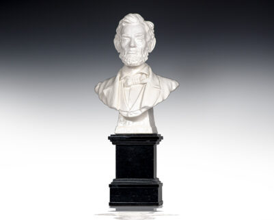 White marble bust of a bearded man