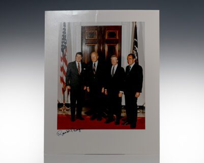 Color photograph of four U.S. Presidents