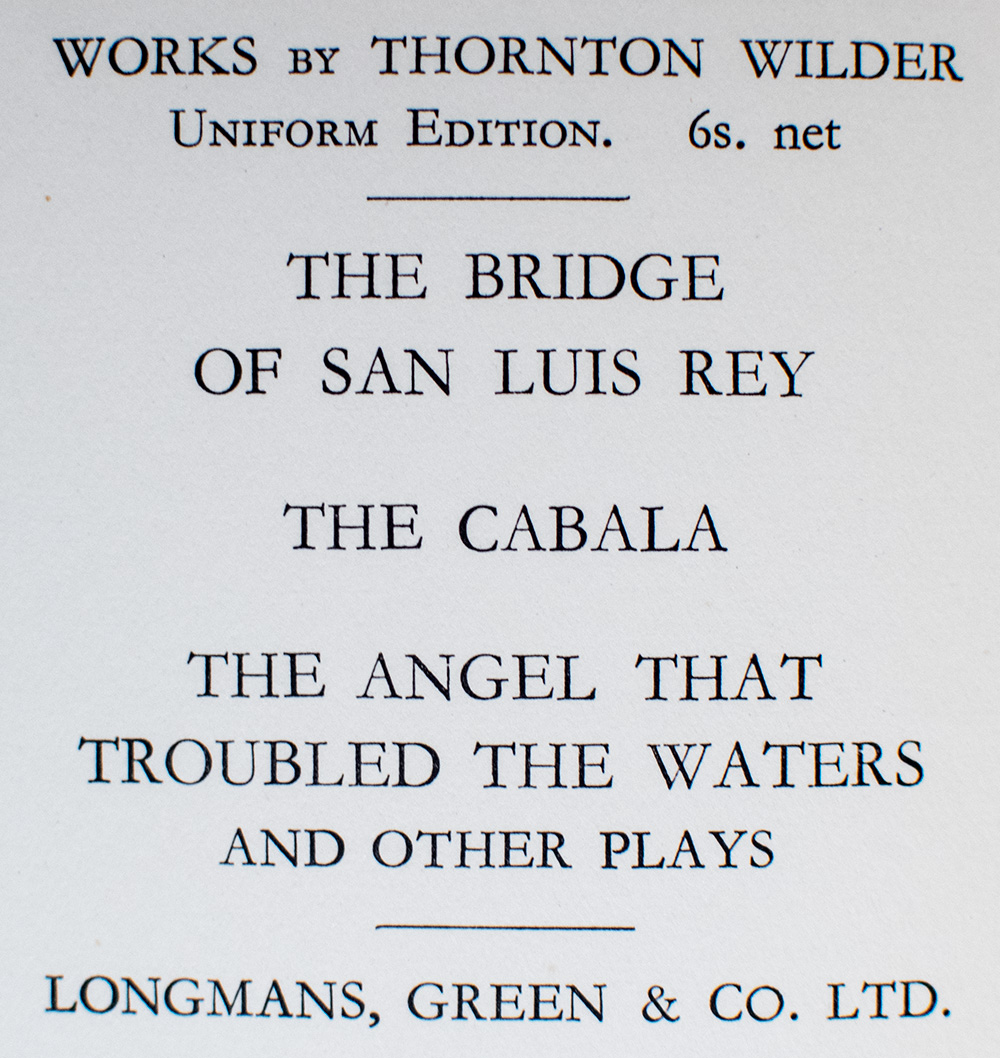 The Bridge of San Luis Rey.