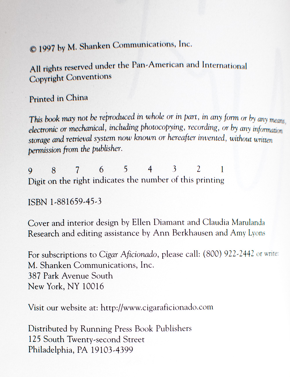 Cigar Afficionado's Pocket Guide.