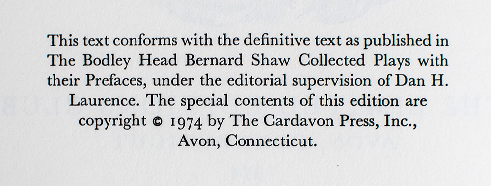 Pygmalion and Candida.