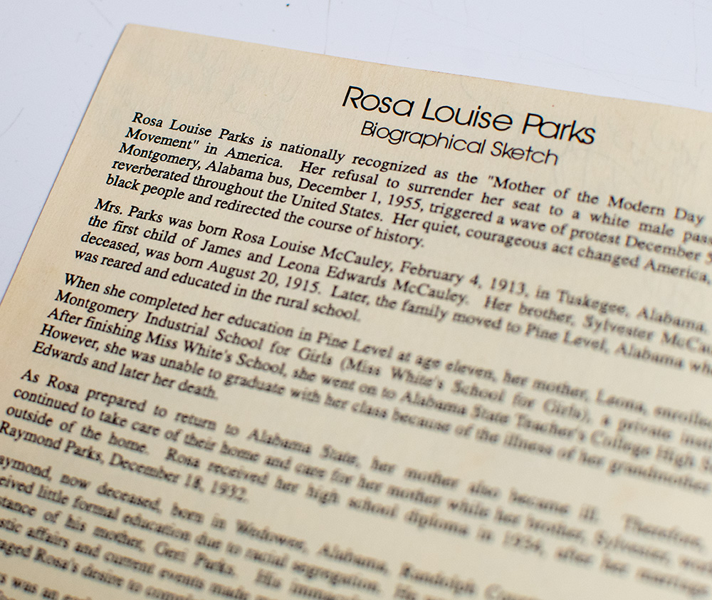Rosa Parks Signed Florida State University Honorary Degree Ceremony Program.