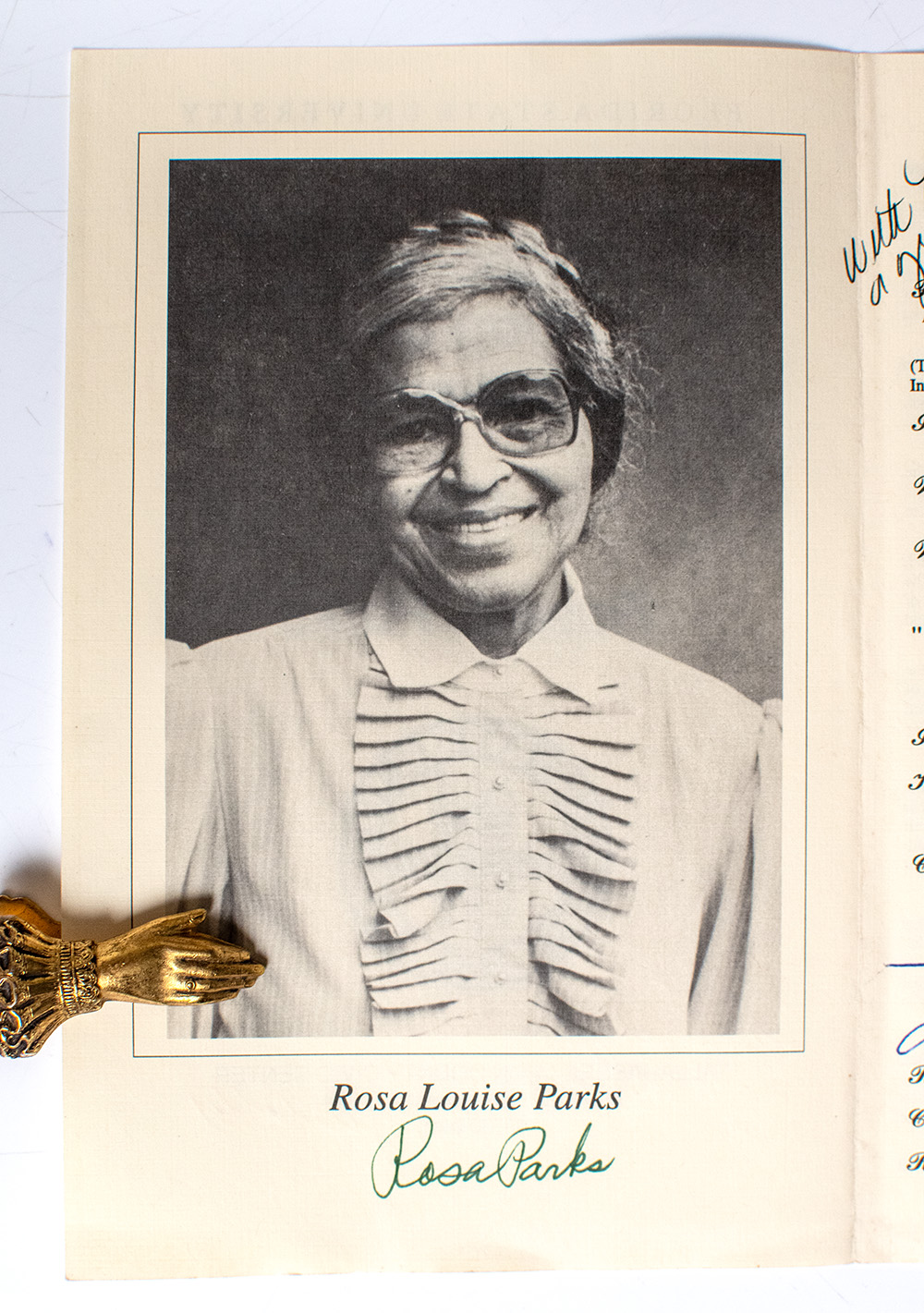 Rosa Parks Signed Florida State University Honorary Degree Ceremony Program.