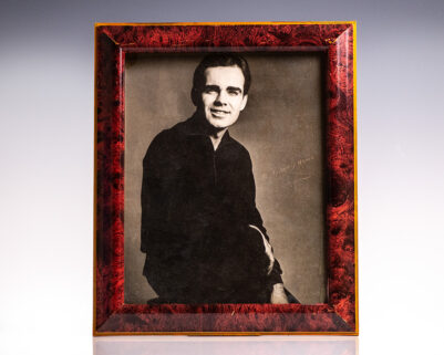 Framed black-and-white portrait of a young man