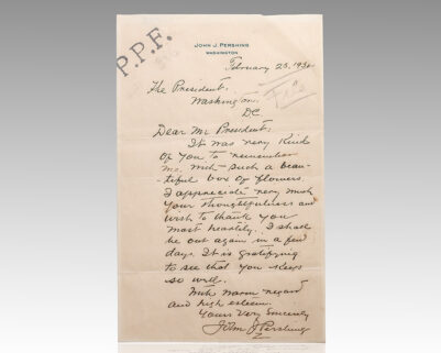 John J. Pershing Autograph Letter Signed to President Herbert Hoover.