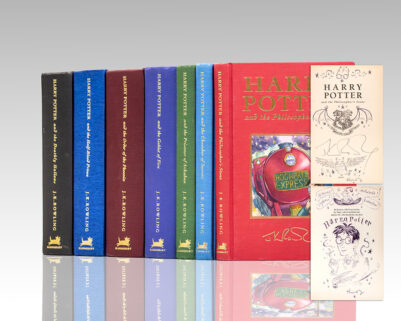 Harry Potter Series Complete Deluxe Set. Harry Potter and the Philosopher's Stone, Chamber of Secrets, Prisoner of Azkaban, Goblet of Fire, Order of the Phoenix, The Half-Blood Prince, and The Deathly Hallows.