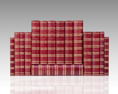 The Selected Works of Charles Dickens: Sketches by Boz Illustrative of Every-Day Life and Every-Day People, The Posthumous Papers of the Pickwick Club, The Life and Adventures of Nicholas Nickleby, Master Humphrey’s Clock, The Life and Adventures of Martin Chuzzlewit, Dombey and Son, The Personal History of David Copperfield, Bleak House, Hard Times. For These Times, Little Dorrit, A Tale of Two Cities, The Uncommercial Traveller, The Adventures of Oliver Twist, Our Mutual Friend, The Mystery of Edwin Drood.