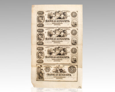 Bank of Augusta Uncut Banknote Sheet.