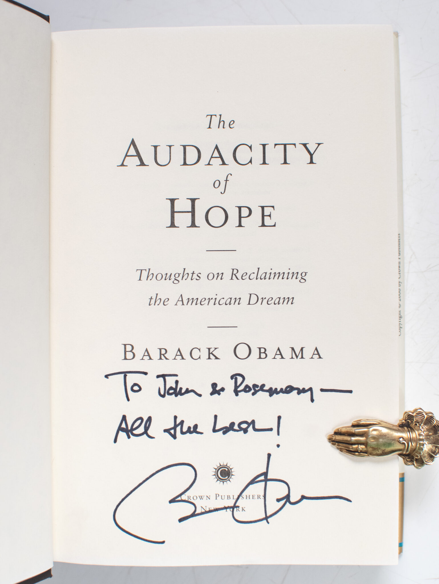The Audacity of Hope: Thoughts on Reclaiming the American Dream.