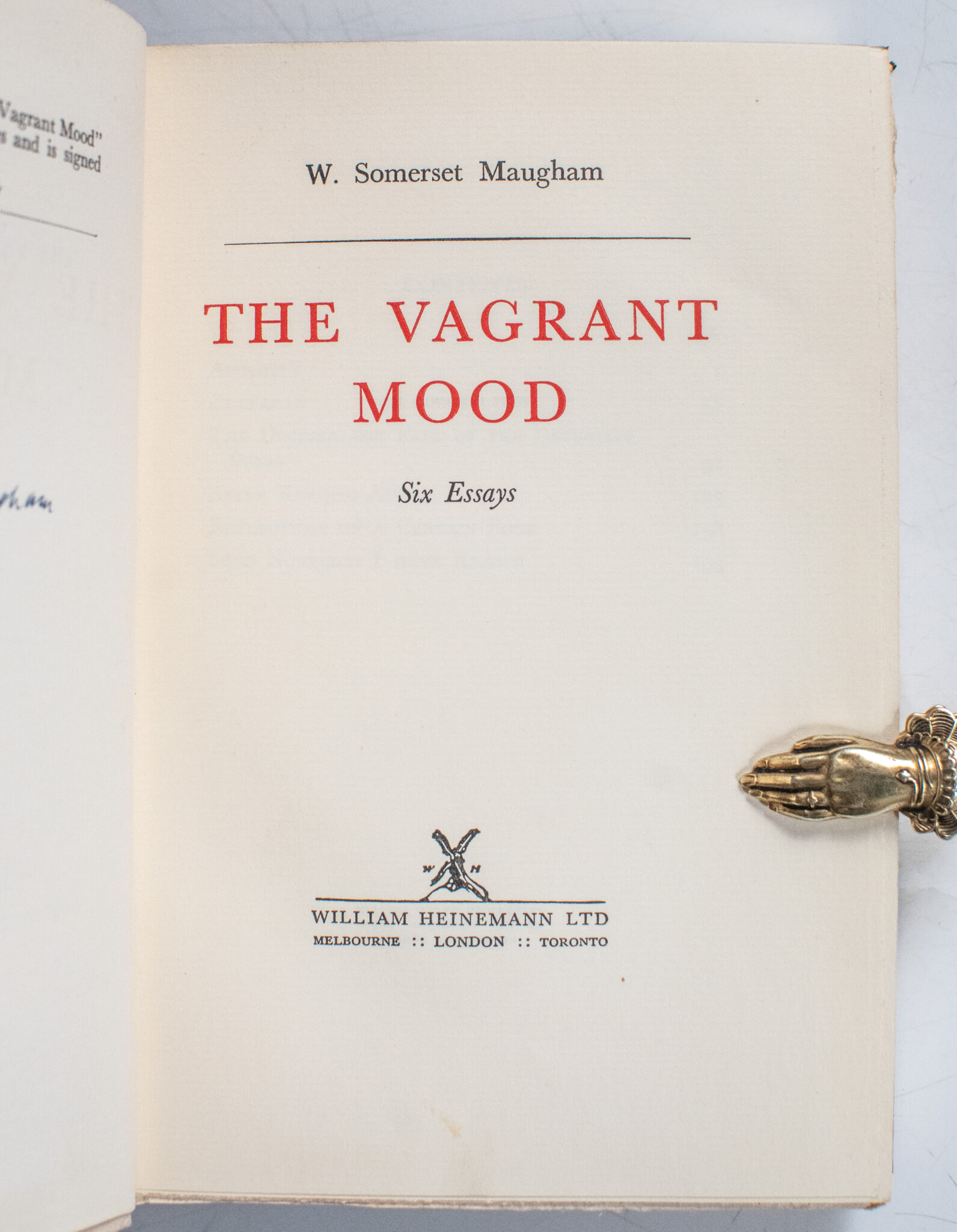 The Vagrant Mood: Six Essays.