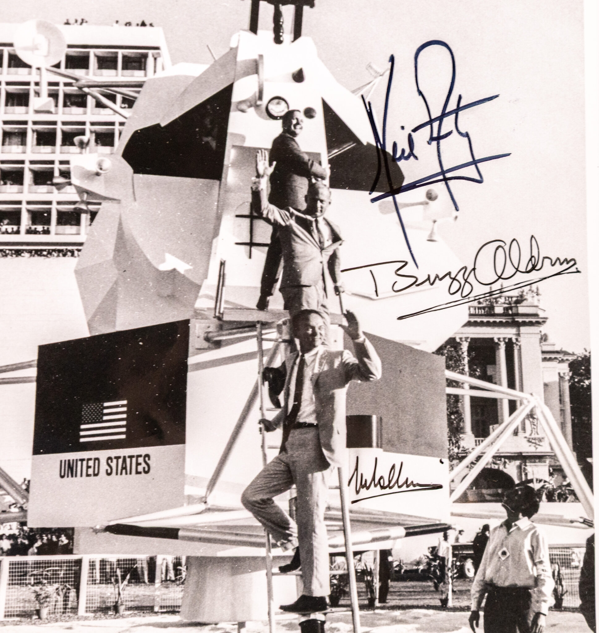 Neil Armstrong, Buzz Aldrin, and Michael Collins Signed Photograph.