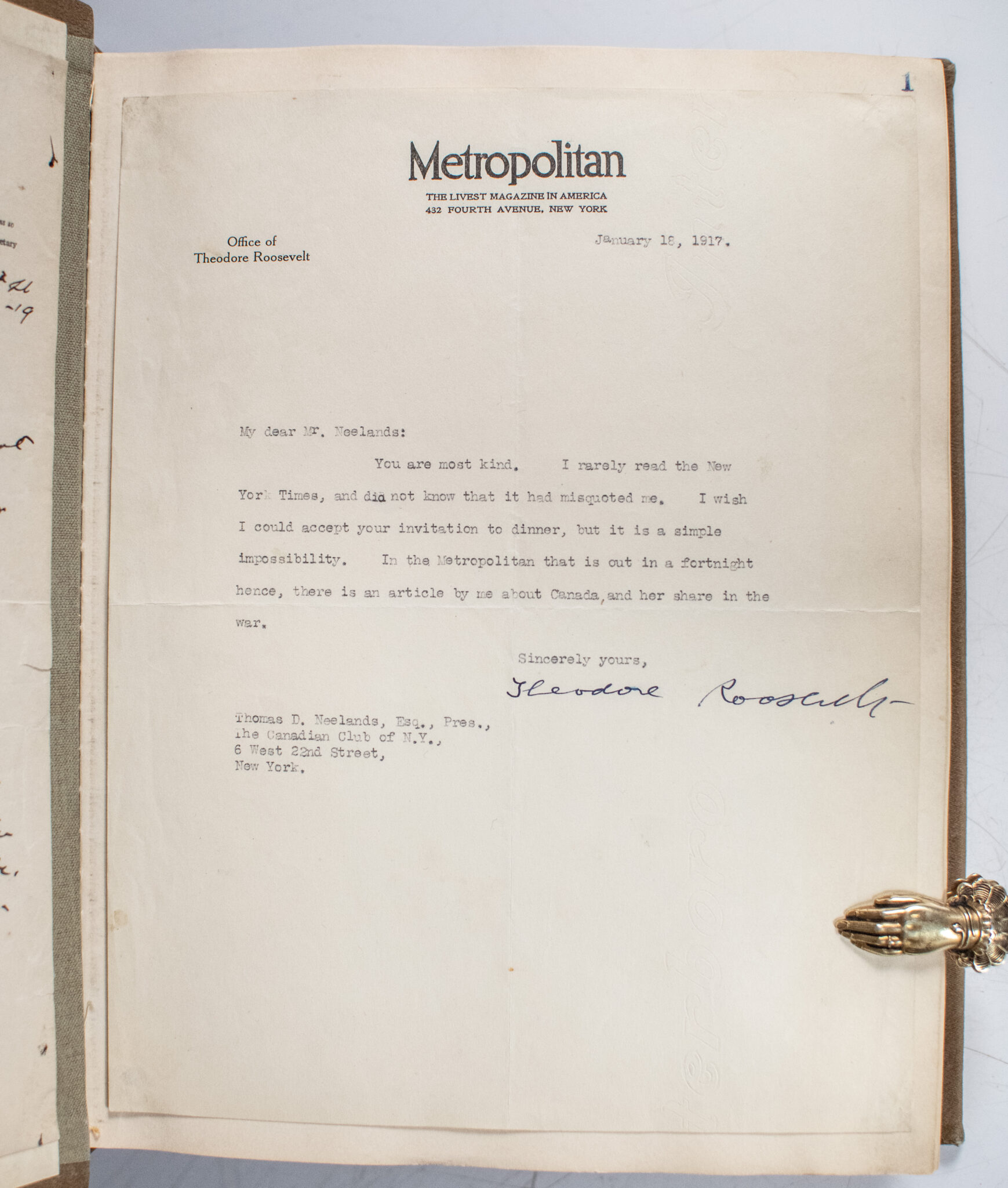 Autograph Album Containing Letters Signed by Theodore Roosevelt, William H. Taft, John D. Rockefeller Jr., and Others.