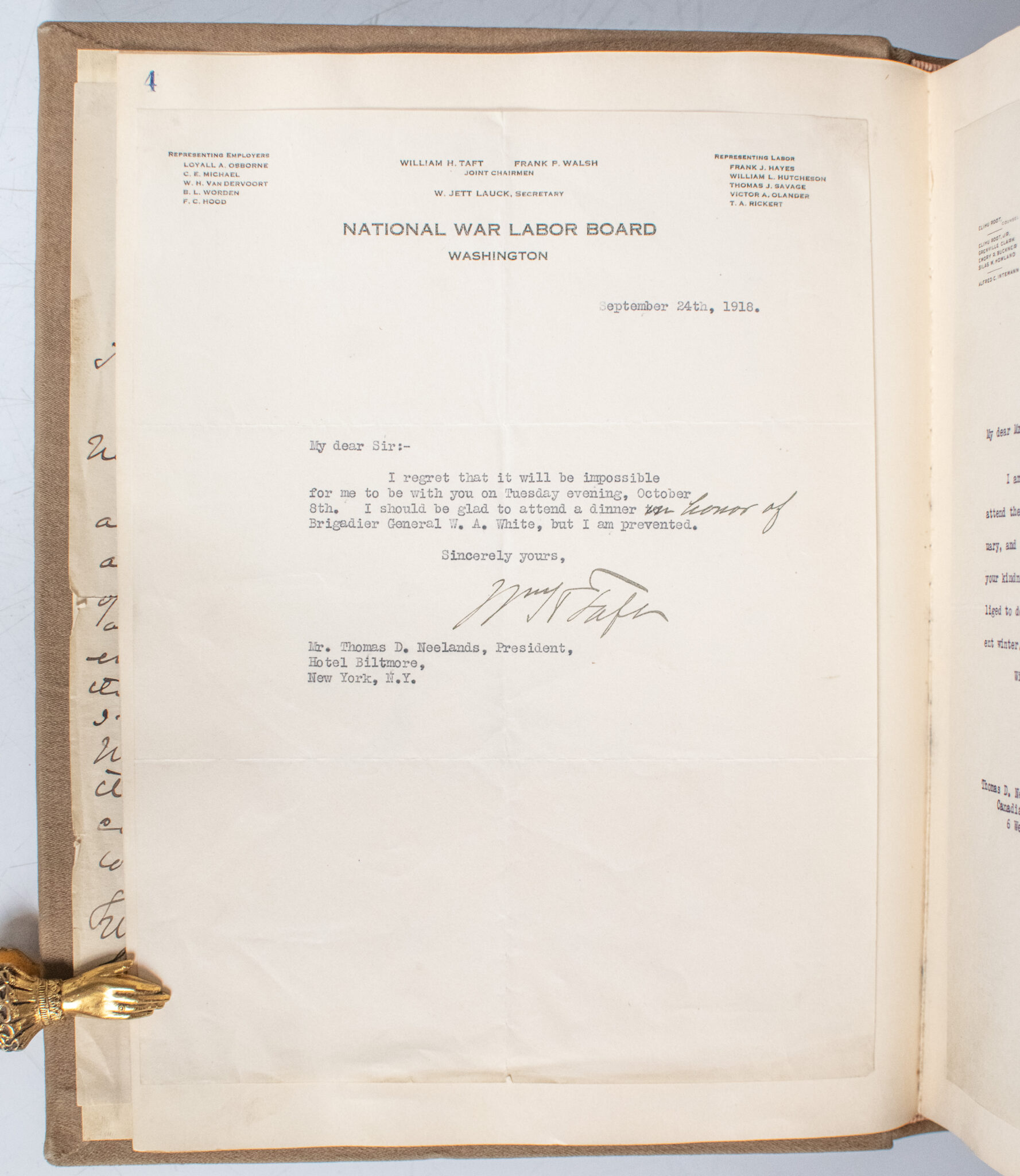 Autograph Album Containing Letters Signed by Theodore Roosevelt, William H. Taft, John D. Rockefeller Jr., and Others.