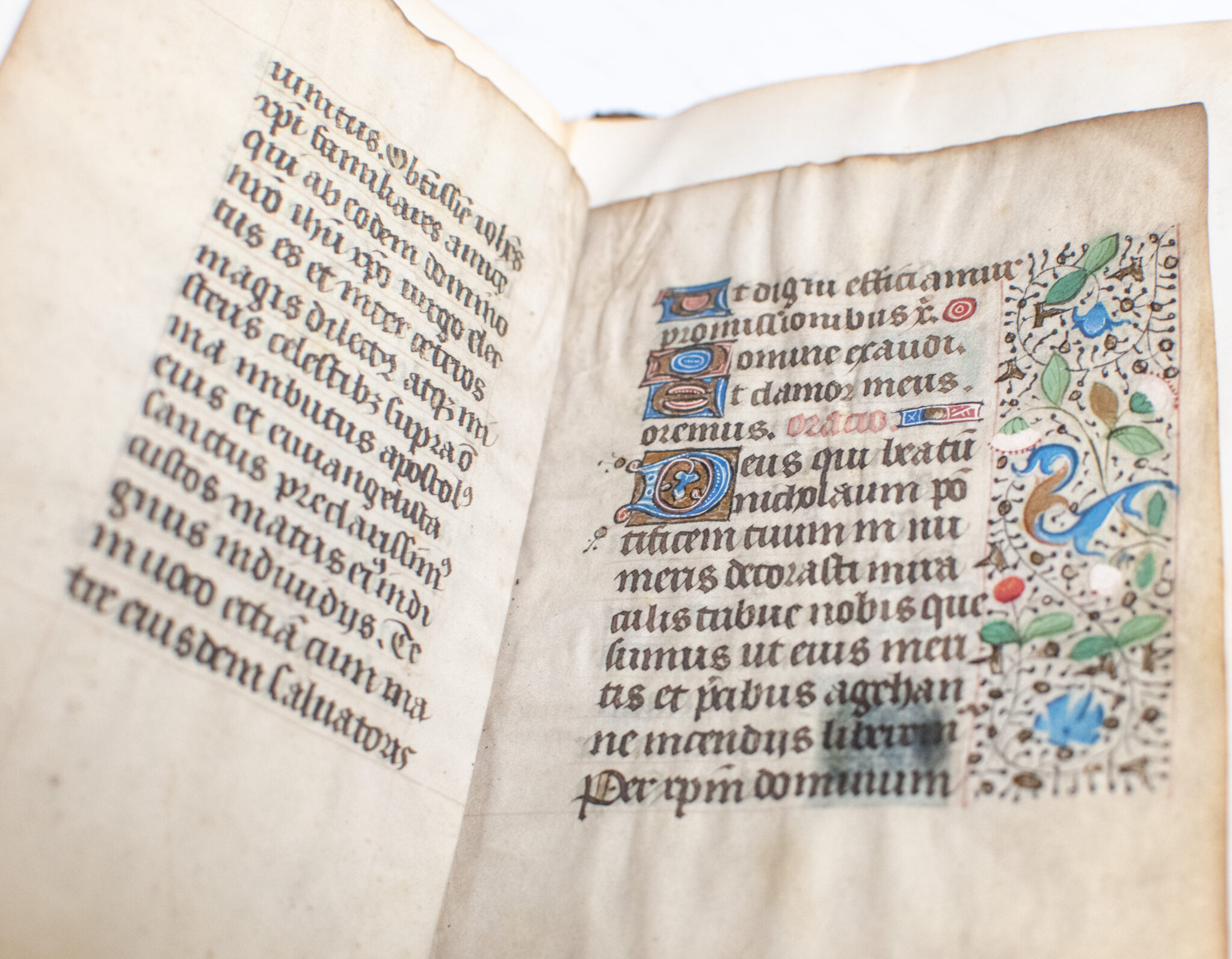 Thirteenth to Fifteenth Century Illuminated Book of Hours Leaf Book.