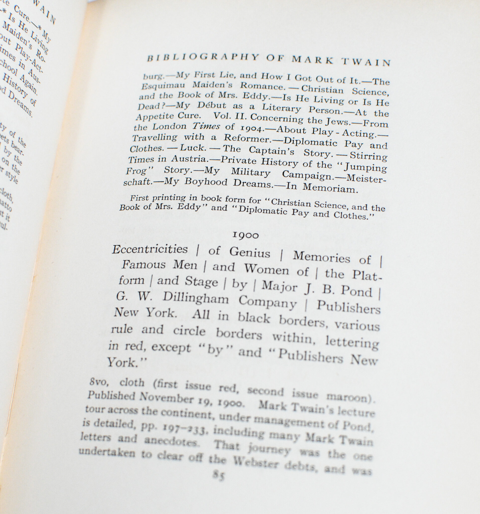 A Bibliography of the Work of Mark Twain: Samuel Langhorne Clemens.