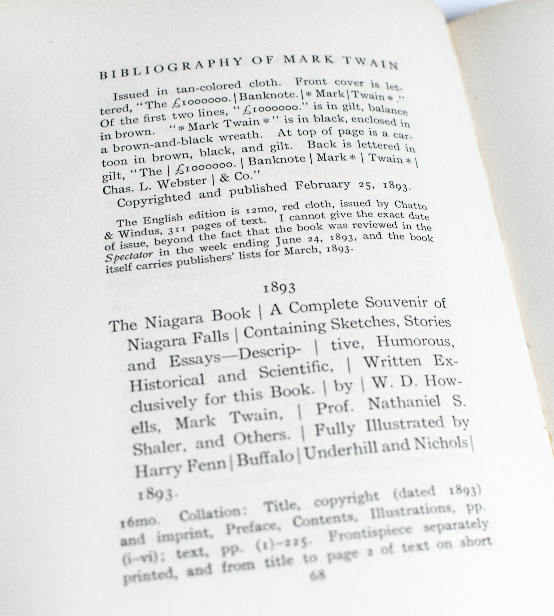 A Bibliography of the Work of Mark Twain: Samuel Langhorne Clemens.