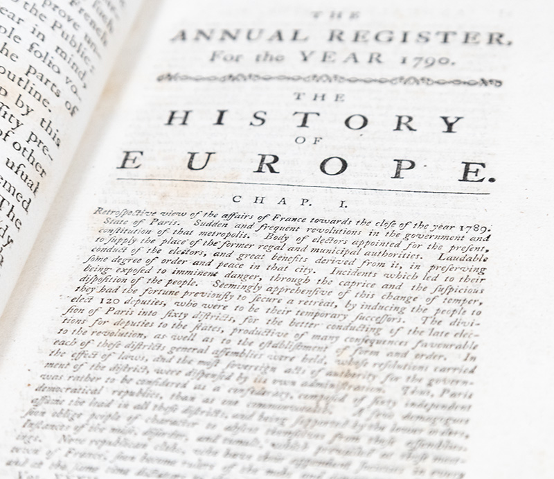 The Annual Register, or a View of the History, Politics, and Literature, for the Years 1789-1790, 1793-1801.