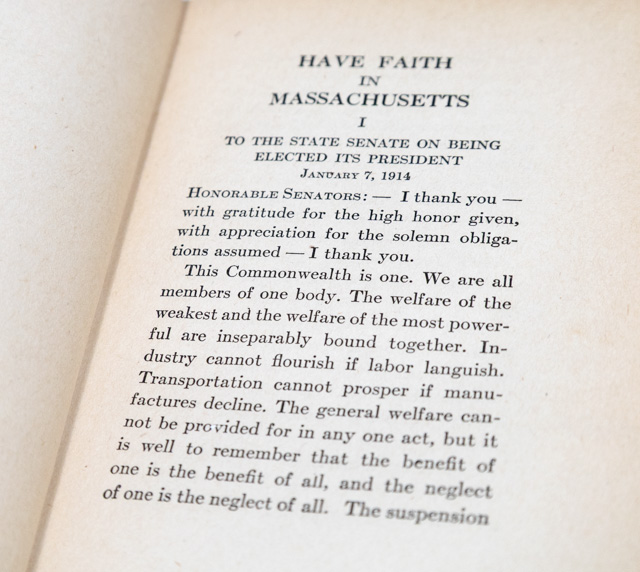 Have Faith in Massachusetts: A Collection of Speeches and Messages.