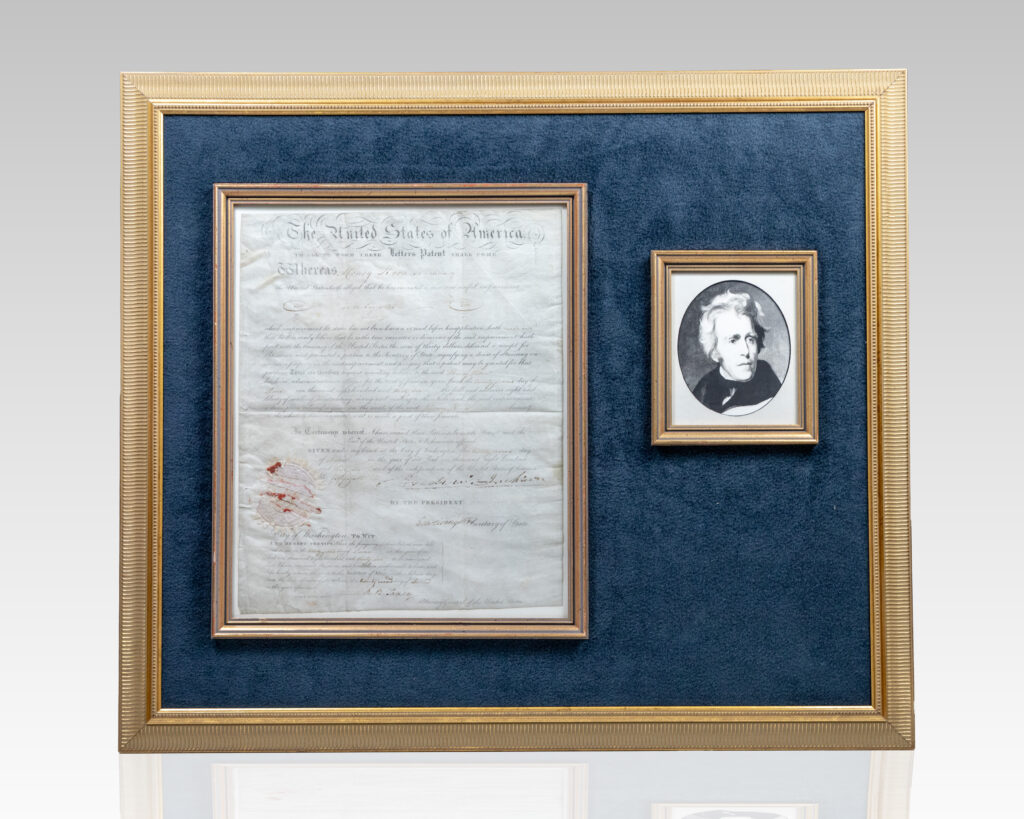 Andrew Jackson Signed United States Patent.