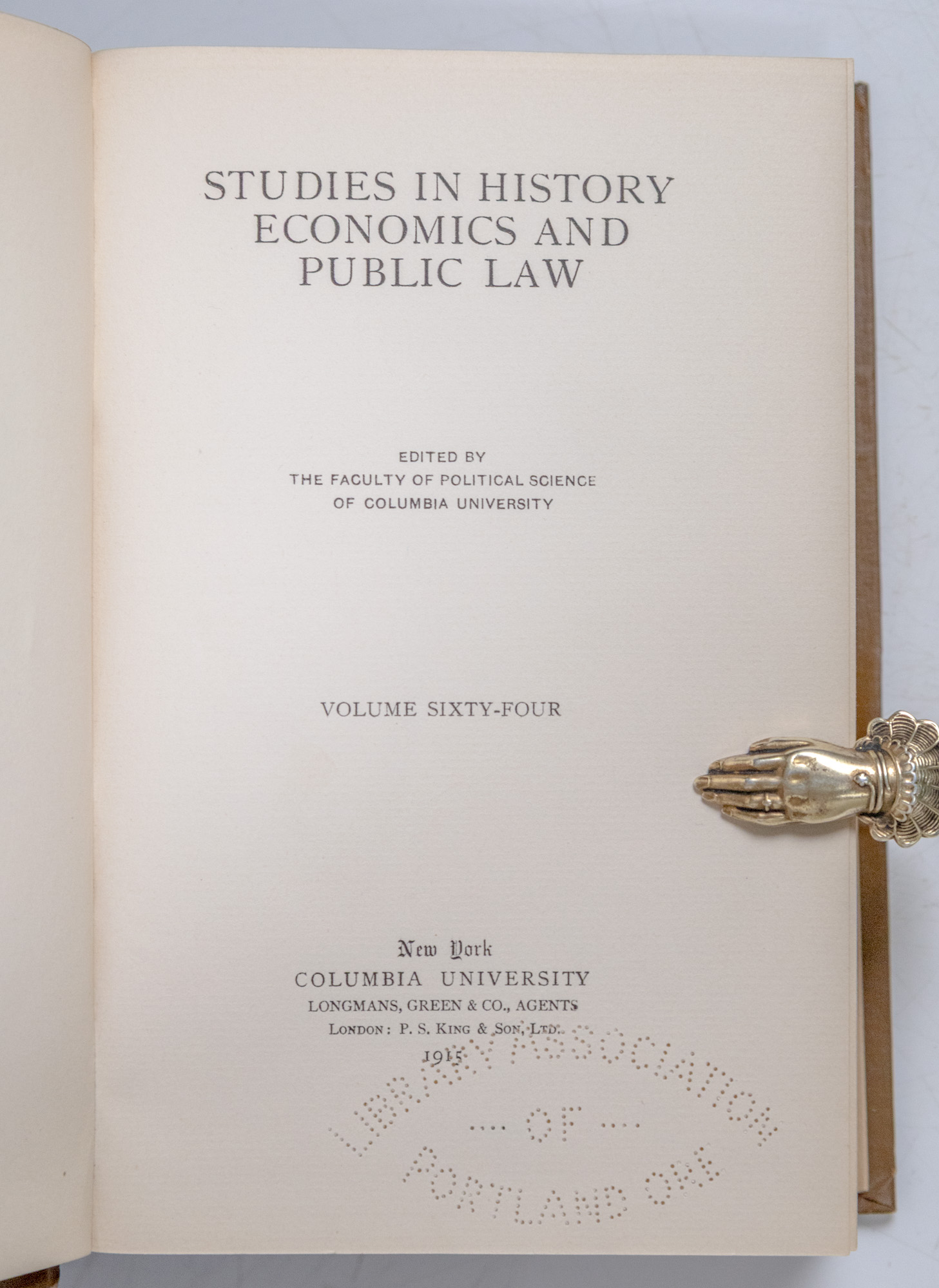 Studies in History, Economics and Public Law. Volume LXIV.