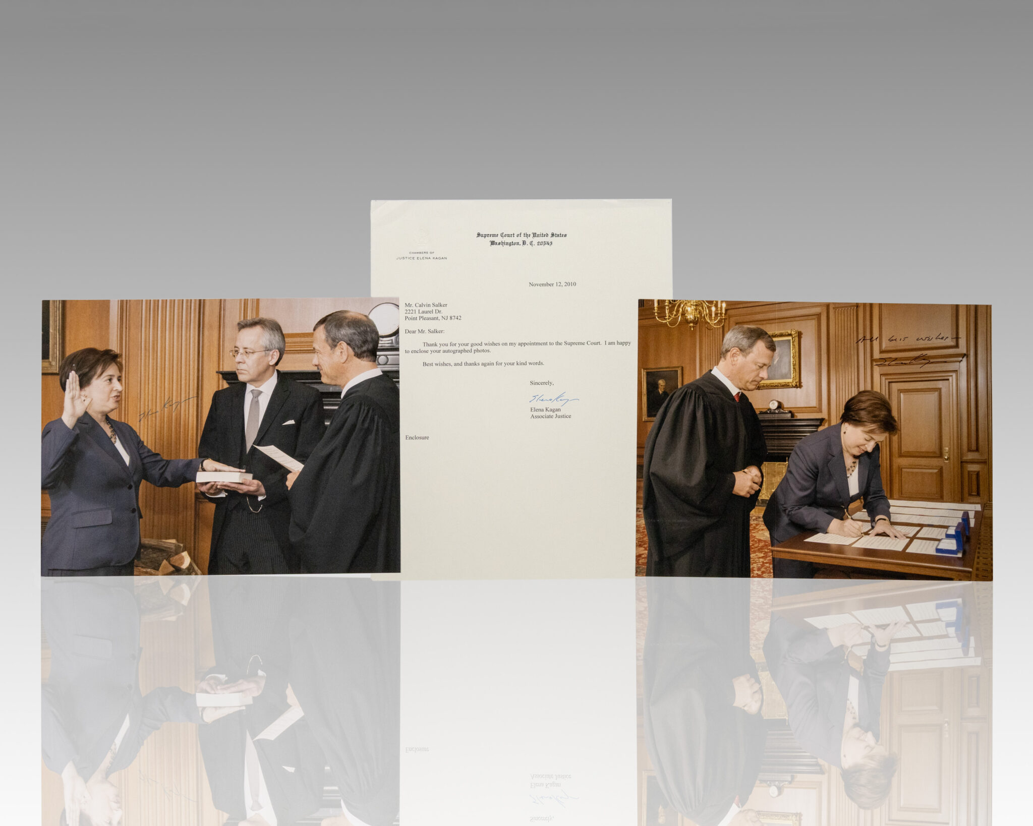 Elena Kagan Collection of Signed Photographs and Typed Letter Signed.