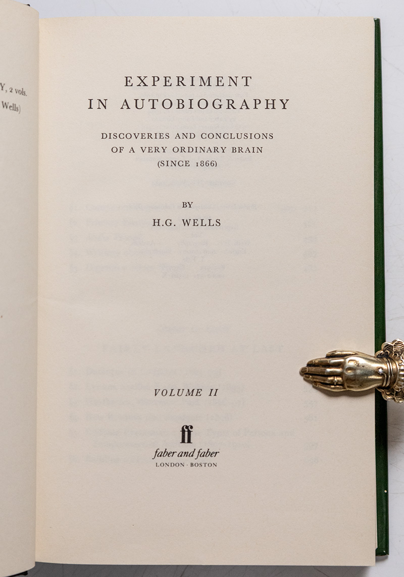 Experiment in Autobiography: Volume II Discoveries and Conclusions of a Very Ordinary Brain.