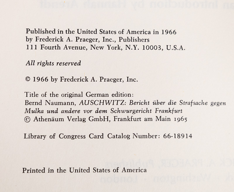 Auschwitz: A Report On The Proceedings Against Robert Karl Ludwig Mulka And Others Before The Court At Frankfurt.