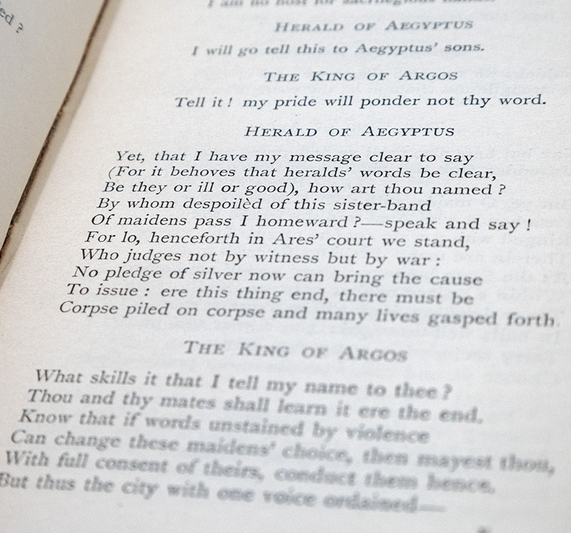 The Suppliant Maidens, The Persians, The Seven Against Thebes, and The Prometheus Bound of Aeschylus.