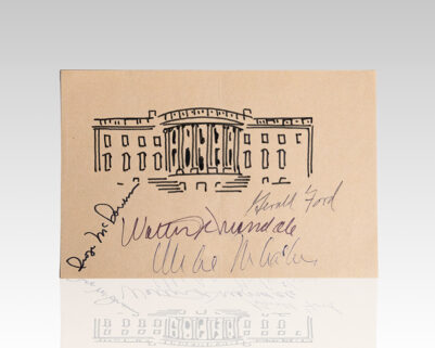 Gerald Ford, Walter Mondale, George McGovern and Michael Dukakis Signed White House Sketch.