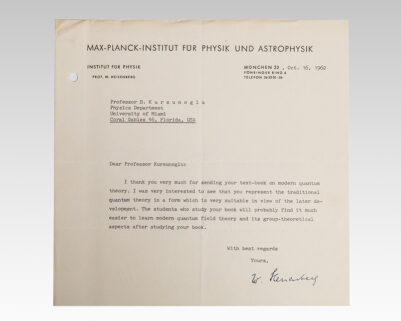 Werner Karl Heisenberg Typed Letter Signed.