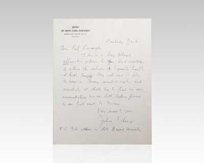 Julian Schwinger Autograph Letter Signed.