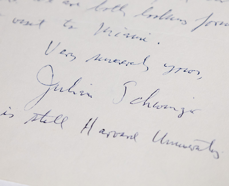 Julian Schwinger Autograph Letter Signed.