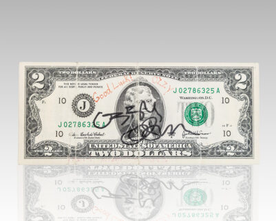 Ozzy Osbourne Signed Two Dollar Bill.