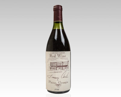 Carter Farms Red Wine: Vinted and Bottled by Jimmy Carter in Plains, Georgia 1998.