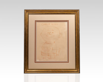 Charles Schulz Signed Charlie Brown Drawing.