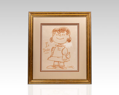 Charles Schulz Signed Lucy Drawing.
