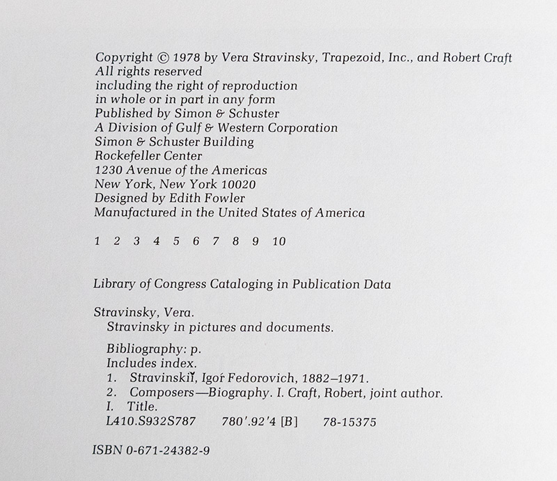 Stravinsky: In Pictures and Documents.