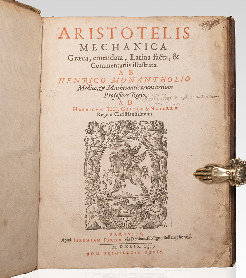 Mechanica Graeca, emendata, Latina facta, & commentariis illustrata ab Henrico Monantholio.