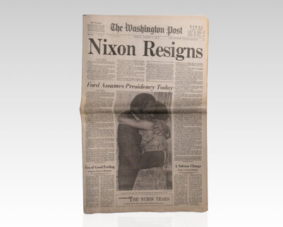 "Nixon Resigns" Washington Post Newspaper.