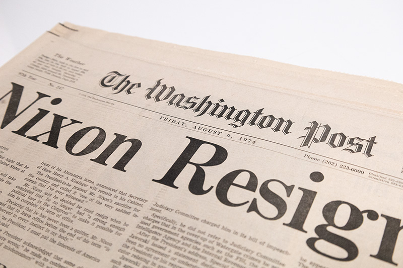 "Nixon Resigns" Washington Post Newspaper.